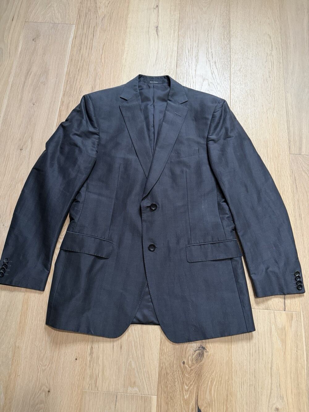 Zegna Men's Charcoal Cotton Ramie Silk Sport Coat Blazer Two Button Jacket 50R